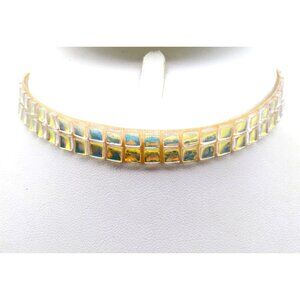 Unique Vintage Holographic Choker, Clear w Golden Sheen Soft Plastic Windowpane